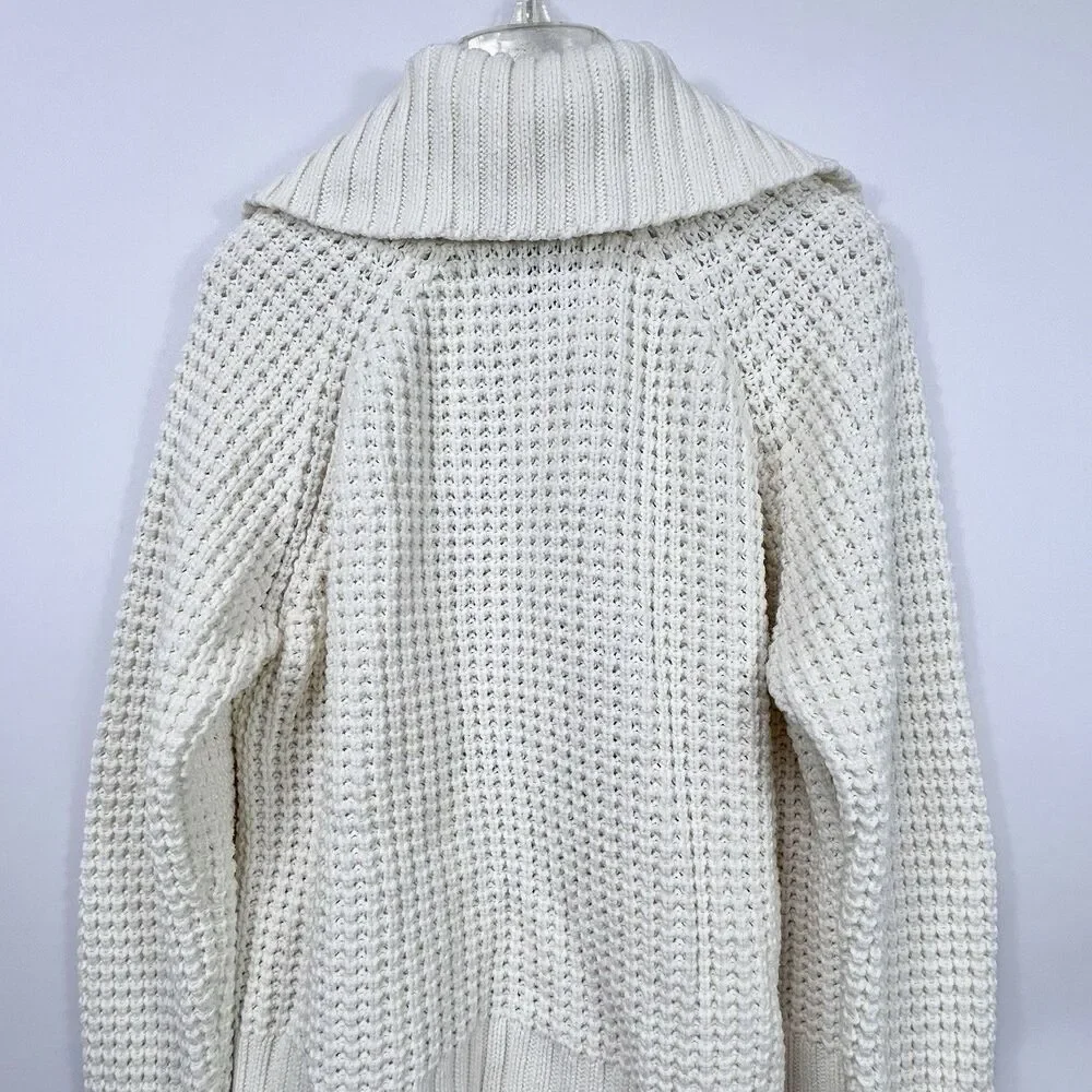 Route 66 Chunky Knit Shawl Collar Full Zip Ivory Cardigan With Pockets Women’s L - Picture 15 of 16
